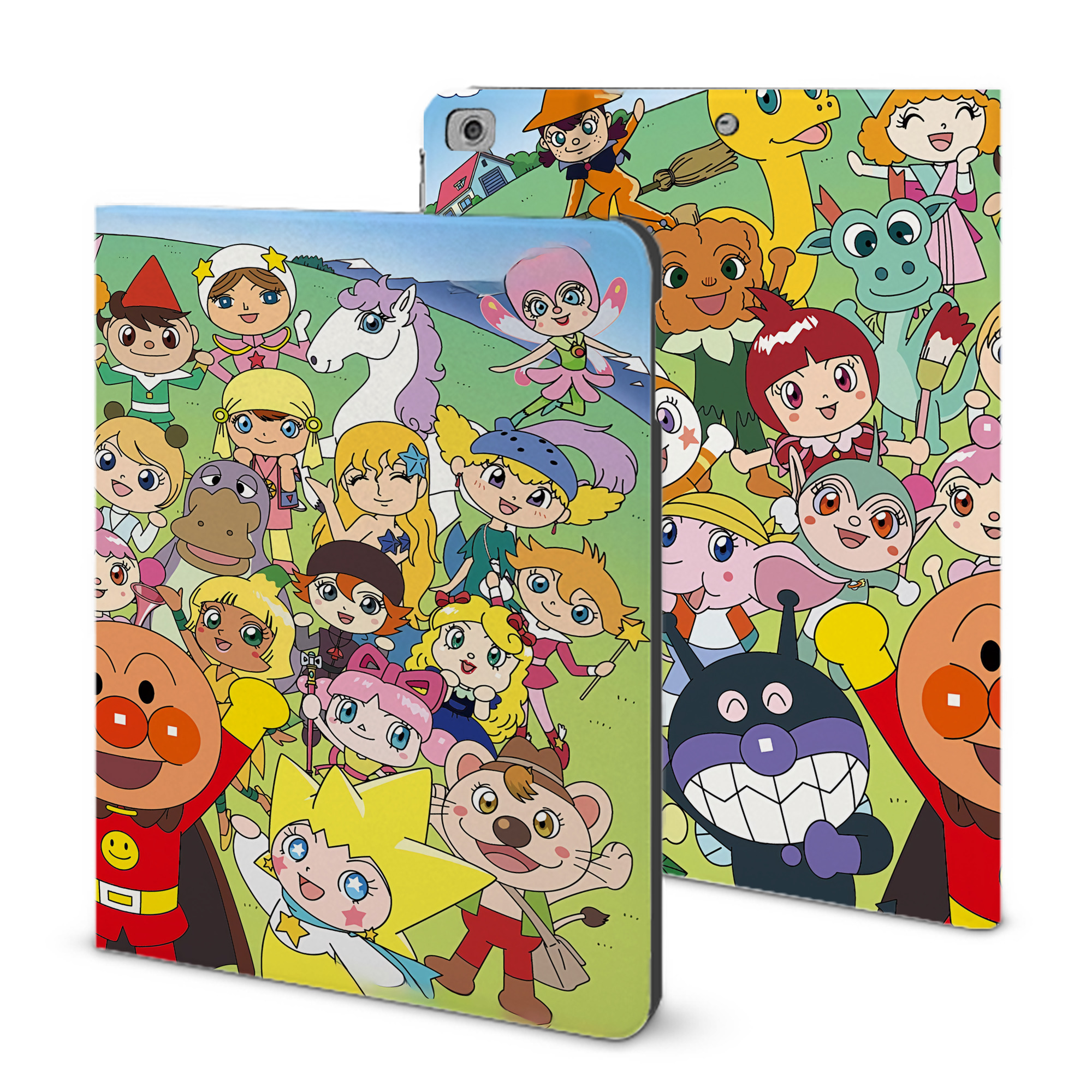 （画像用） アンパンマン Anpanman IPad ケース ブック型 PUレザー TPU 耐衝撃 軽量 薄型 ペン収納なし 全面保護 IPad 各モデル対応